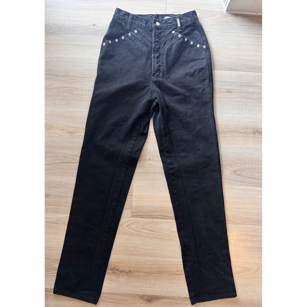 Vintage Rockies Black Western High Waisted Studded Tapered Leg Jeans 7/8 L